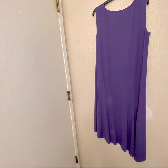 EILEEN FISHER 100% Silk Georgette maxi sleeveless Dress purple oversized S - Picture 3 of 14